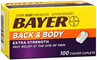 Bayer Back & Body Extra Strength Aspirin, 500mg Coated Tablets, Fast Relief, 100/Pack