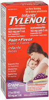 Infants Tylenol Oral Suspension, Fever Reducer and Pain Reliever, Grape, 2 oz (4 Pack)