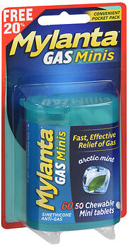 Mylanta Gas Mini Chewable Tablets, Arctic Mint 50 Count (4 Pack)