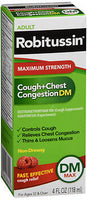 ROBITUSSIN ADULT COUGH+CHEST CONGESTION DM LIQUID MAXIMUM STRENGTH, 4 OZ