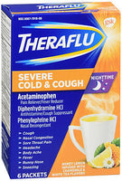 Theraflu Nighttime Severe Cold and Cough Hot Liquid Powder Honey Lemon Infused with Chamomile and White Tea Flavors