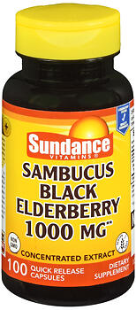 SUNDANCE VITAMINS SAMBUCUS BLACK ELDERBERRY 1000 MG QUICK RELEASE CAPSULES 100ct