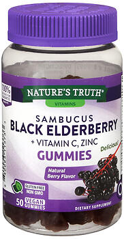 NATURE'S TRUTH SAMBUCUS BLACK ELDERBERRY + VITAMIN C & ZINC BERRY FLAVOR GUMMIES 50ct
