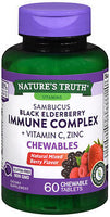 NATURE'S TRUTH SAMBUCUS BLACK ELDERBERRY IMMUNE COMPLEX + VITAMIN C ZINC MIXED BERRY FLAVOR CHEWABLE TABLETS 60ct