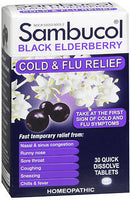 SAMBUCOL BLACK ELDERBERRY COLD & FLU RELIEF QUICK DISSOLVE TABLETS 30 ct