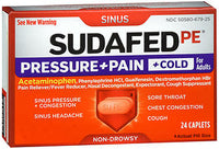 SUDAFED PE PRESSURE + PAIN + COLD CAPLETS 24ct