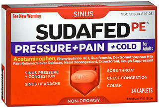 SUDAFED PE PRESSURE + PAIN + COLD CAPLETS 24ct