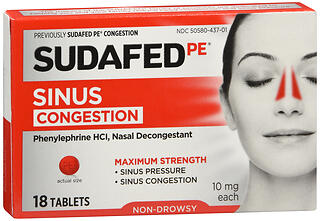 SUDAFED PE CONGESTION TABLETS 18ct