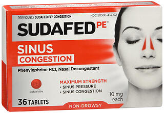 SUDAFED PE CONGESTION TABLETS 36ct