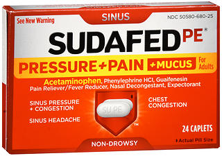 SUDAFED PE PRESSURE + PAIN + MUCUS FOR ADULTS CAPLETS 24 ct