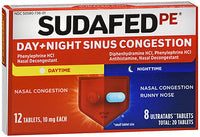 SUDAFED PE DAYTIME & NIGHTTIME SINUS CONGESTION TABLETS 20ct
