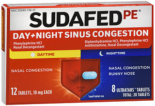 SUDAFED PE DAYTIME & NIGHTTIME SINUS CONGESTION TABLETS 20ct