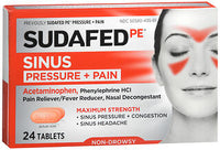 SUDAFED PE SINUS PRESSURE + PAIN TABLETS 24ct